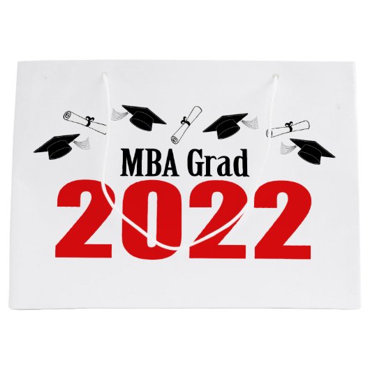 MBA Afstudeerder 2022 Afstuderen Gift Bag (rood) Groot Cadeauzakje (Voorkant)