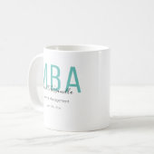 MBA Blauwgroen zwarte datum Naam Afstuderen graad Koffiemok (Voorkant links)