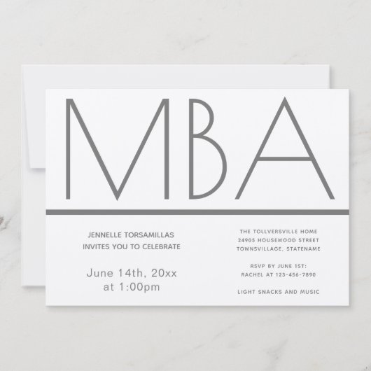 MBA Diplôme d'Argent Partie Invitation (Devant)