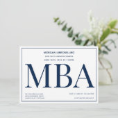 MBA graad Blue White Graduation Party Kaart (Staand voorkant)