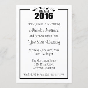 MBA Grad 2016 Invitation de diplôme (Casquettes no