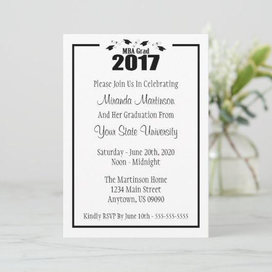MBA Grad 2017 Invitation de diplôme (Casquettes no (Debout devant)