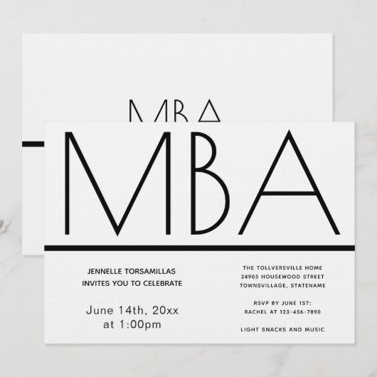 MBA Graduation Party Invitation (Devant / Derrière)