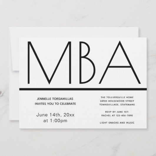 MBA Graduation Party Invitation (Devant)