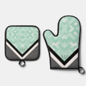 MbM HOME Oven Mitt/Pot Houder Set - Mint Madness (Voorkant)
