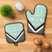 MbM HOME Oven Mitt/Pot Houder Set - Mint Madness (Top down)