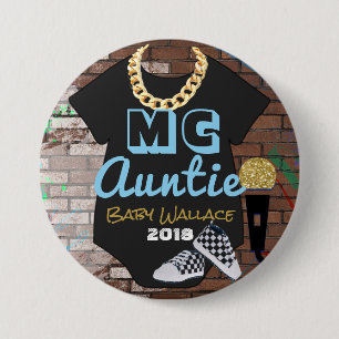 MC Auntie-90's Hop Throwback van de Hop {BOY} Favo Ronde Button 7,6 Cm