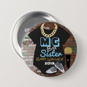 MC Big Sister Hip Hop Boy Shower Pinback Button (Voorkant /achterkant)