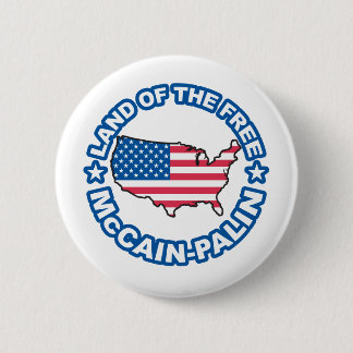McCain Palin Land of the Free Ronde Button 5,7 Cm