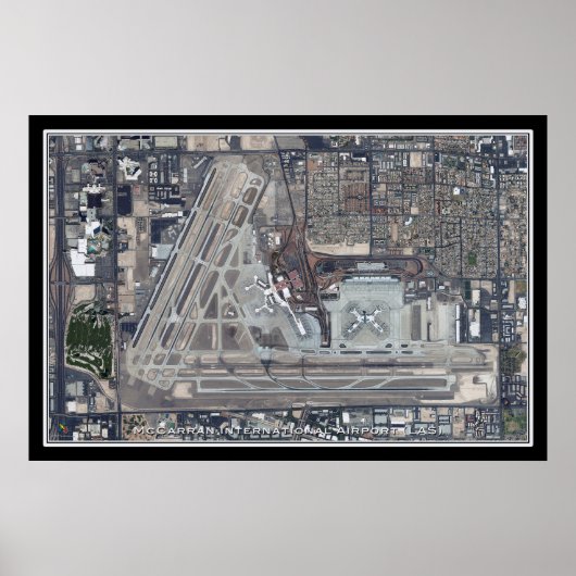 McCarran Intl Airport Las Vegas Satellite Map Poster (Voorkant)