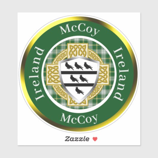 McCoy Shield & Celtic Cross Personalized Sticker (Vel)