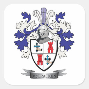 McCracken Family Crest Coat of Arms Vierkante Sticker