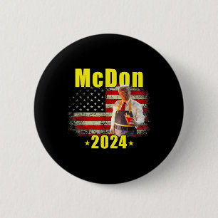 McDon 2024 Grappig Donald Trump Frans Fry Koken F Ronde Button 5,7 Cm