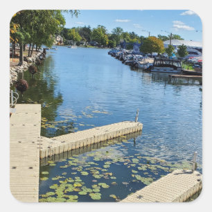 McHenry, Illinois Fox River Boatway Vierkante Sticker