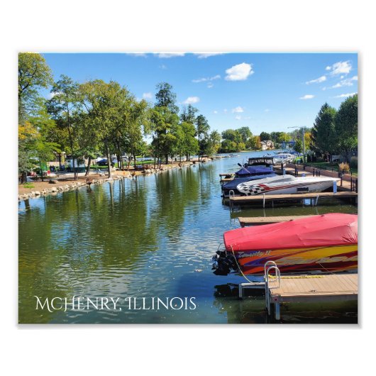 McHenry, Illinois River Walkway aan de Fox River Foto Afdruk (Voorkant)