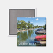 McHenry, Illinois River Walkway aan de Fox River Magneet (Voorkant / Achterkant)