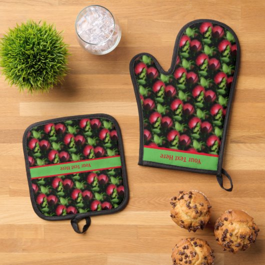 McIntosh Apples Natuur Patroon Gepersonaliseerd Ovenwant & Pannenlap Set (Top down)