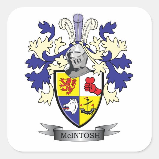 McIntosh Family Crest Coat of Arms Vierkante Sticker (Voorkant)