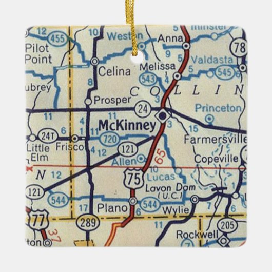 McKinney TX  Map Keramisch Ornament (Voorkant)