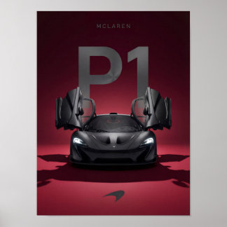 McLaren P1 Hypercar Poster - Zwarte Supercar