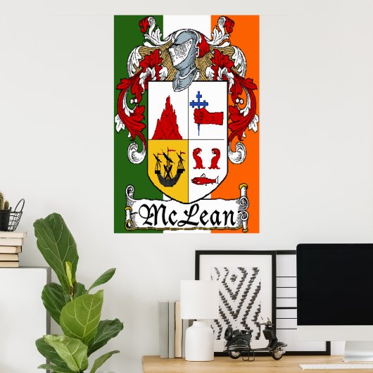 McLean Coat of Arms Irish Flag Print (Thuiskantoor)
