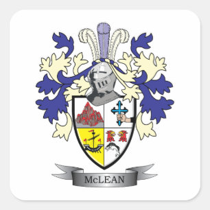 McLean Family Crest Coat of Arms TITLE Vierkante Sticker