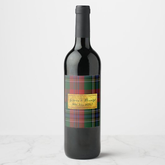 McLean Tartan Plaid Mariage Étiquette à vin (Devant)