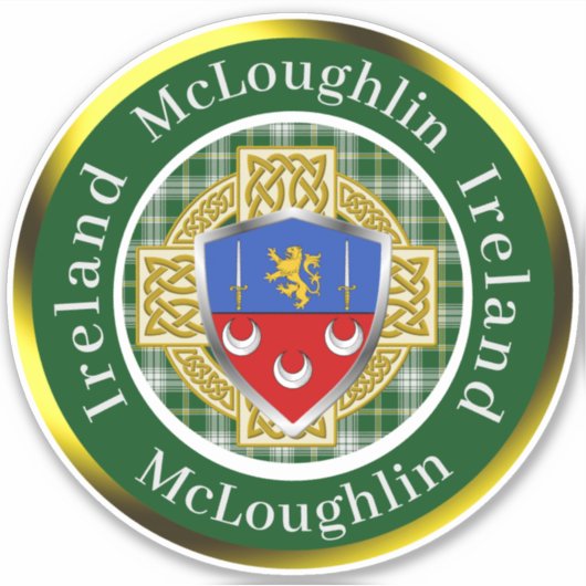 McLoughlin Shield & Celtic Cross gepersonaliseerd Sticker (Voorkant)