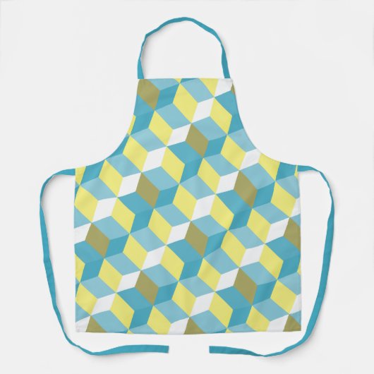 MCM Aqua Blue Yellow Mid Century Modern Pattern Schort (Voorkant)