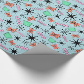 MCM Atomic Roze Sinaasappel Groen op Blauw Medium Cadeaupapier (Hoek)