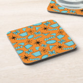 MCM Atomic Shapes Turquoise op Sinaasappel Bier Onderzetter (Linkerzijde)