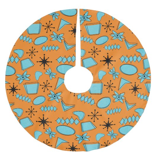 MCM Atomic Shapes Turquoise op Sinaasappel Kerstboom Rok (Voorkant)