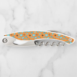 MCM Atomic Shapes Turquoise op Sinaasappel Kurkentrekker