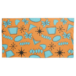 MCM Atomic Shapes Turquoise op Sinaasappel Kussensloop