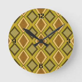 MCM Bruin Goud Groen Diamant Patroon Ronde Klok