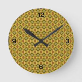 MCM Bruin Goud Groen Diamant Patroon Ronde Klok