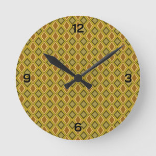 MCM Bruin Goud Groen Diamant Patroon Ronde Klok
