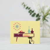 MCM - Era Atomique Cat Horloge Meubles Carte posta (Debout devant)