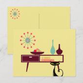 MCM - Era Atomique Cat Horloge Meubles Carte posta (Devant / Derrière)