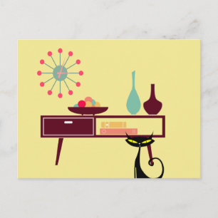 MCM - Era Atomique Cat Horloge Meubles Carte posta