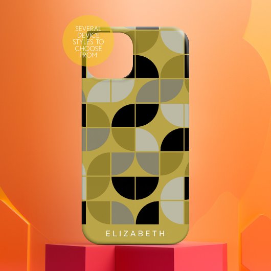 MCM Geometric Mod Circles Pattern - gouden zwarte Case-Mate iPhone Case