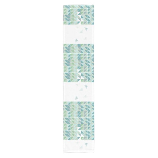 MCM Geometrisch Blauw Groen Modern Patroon Korte Tafelloper (Voorkant)