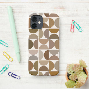 MCM Halfcirkels Browns+Crème Groot Patroon iPhone 12 Mini Hoesje