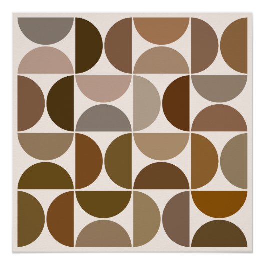 MCM Halfcirkels Browns+Crème Groot Patroon Perfect Poster (Voorkant)