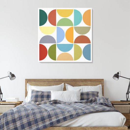 MCM Halfcirkels Kleur op Cream Square Canvas Afdruk (Insitu (Slaapkamer))