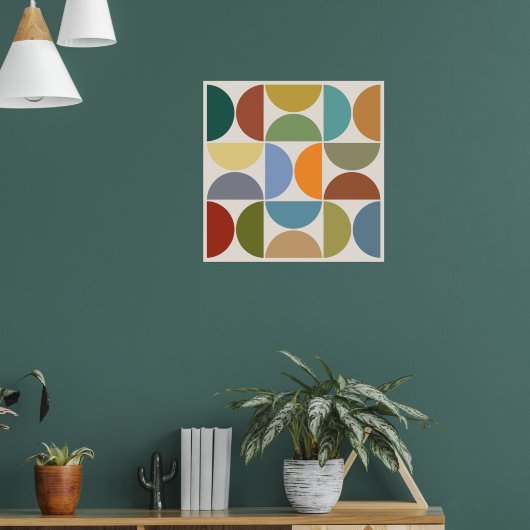 MCM Halfcirkels Kleur op Cream Square Poster (Woonkamer 1)