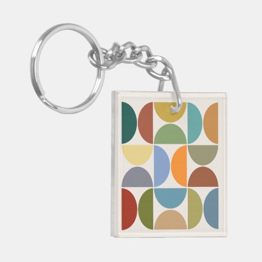 MCM Halfcirkels Kleur op Cream Square Sleutelhanger (Voorkant Links)