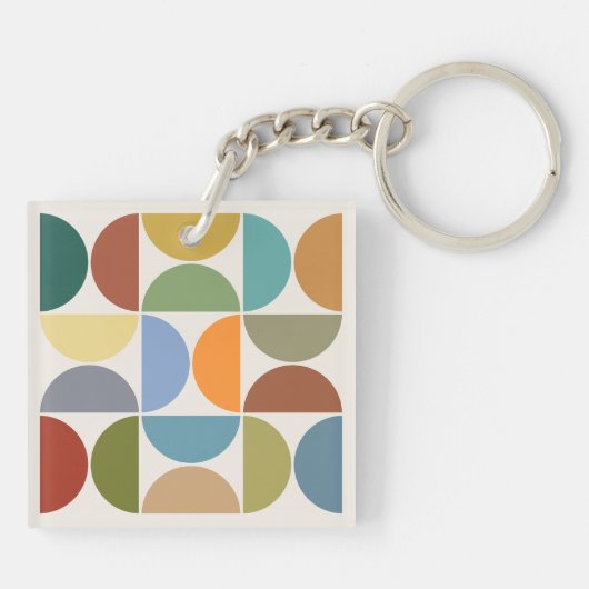 MCM Halfcirkels Kleur op Cream Square Sleutelhanger (Achterkant)