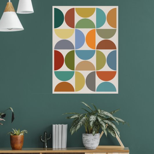 MCM Halfcirkels Kleur op Crème Poster (Woonkamer 1)