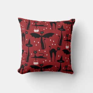 MCM Halloween Verkleed Minimalistisch Katten Rood Kussen